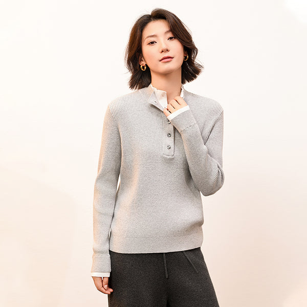 Elevate your wardrobe with the Shoton Women's Double Lapel Pullover. Crafted from a luxurious cotton-yak blend, this stylish and breathable pullover offers a chic, sophisticated look with just the right amount of warmth for any season.