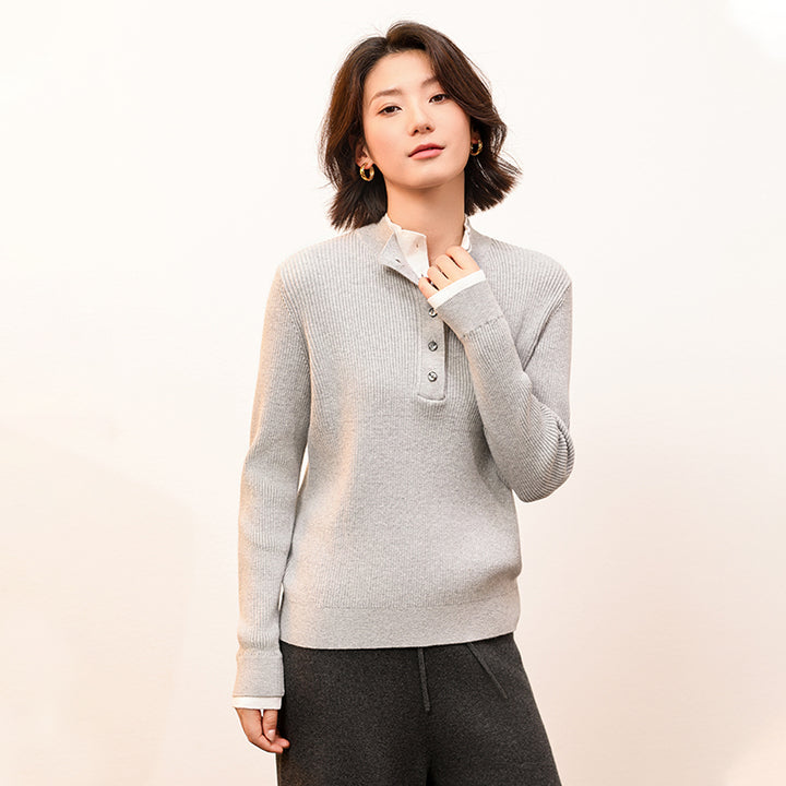 Elevate your wardrobe with the Shoton Women's Double Lapel Pullover. Crafted from a luxurious cotton-yak blend, this stylish and breathable pullover offers a chic, sophisticated look with just the right amount of warmth for any season.