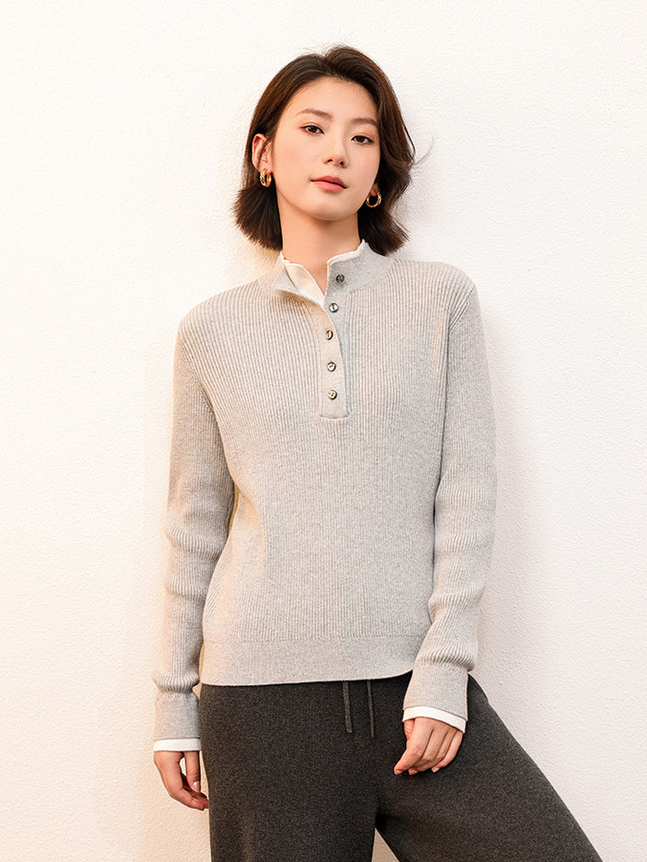 Elevate your wardrobe with the Shoton Women's Double Lapel Pullover. Crafted from a luxurious cotton-yak blend, this stylish and breathable pullover offers a chic, sophisticated look with just the right amount of warmth for any season.