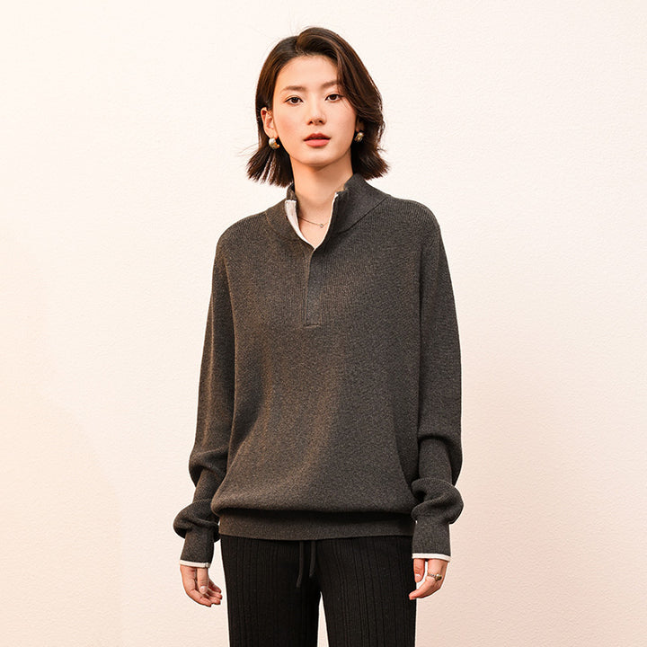 Elevate your style with the Shoton Double Layer Collar Pullover. Made from a soft cotton and yak blend, this lightweight sweater offers warmth, comfort, and effortless versatility for year-round wear.