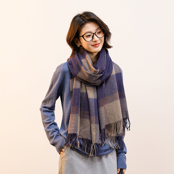 Sustainable Plaid Yak Wool Shawl