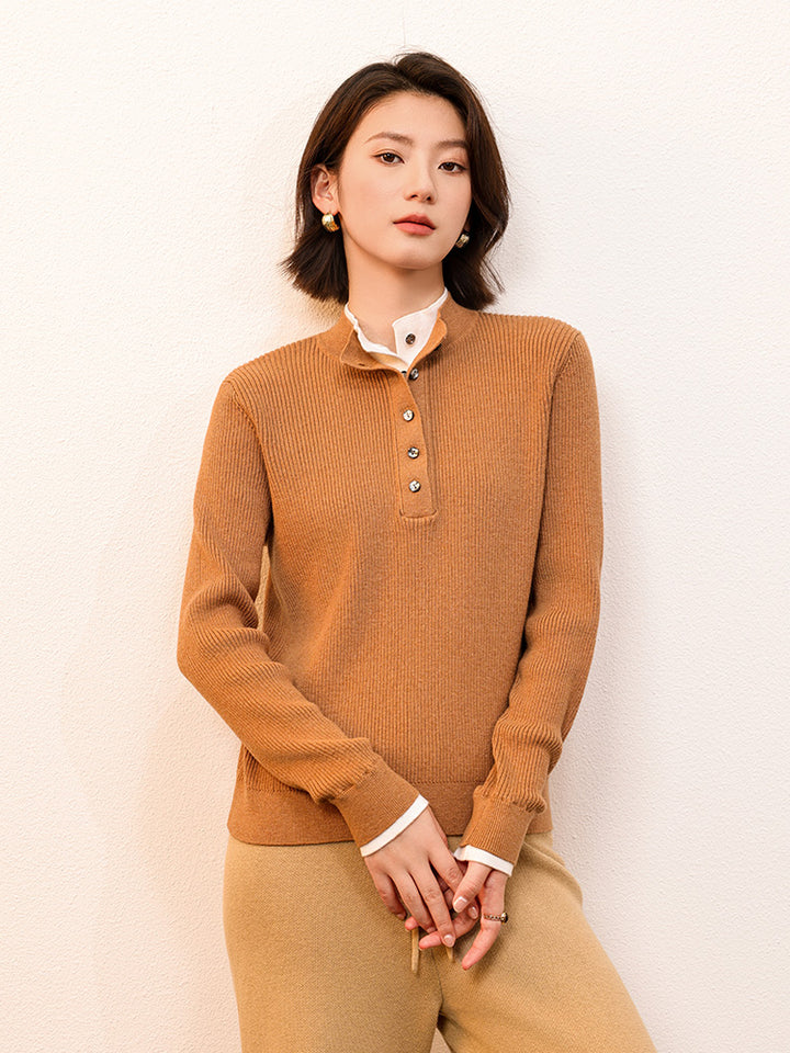 Elevate your wardrobe with the Shoton Women's Double Lapel Pullover. Crafted from a luxurious cotton-yak blend, this stylish and breathable pullover offers a chic, sophisticated look with just the right amount of warmth for any season.