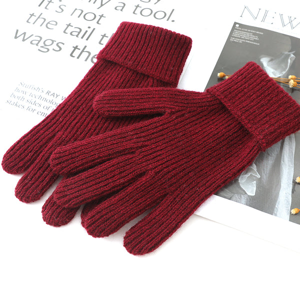 Women's Above Land Plain Yak Wool Gloves (Wine)