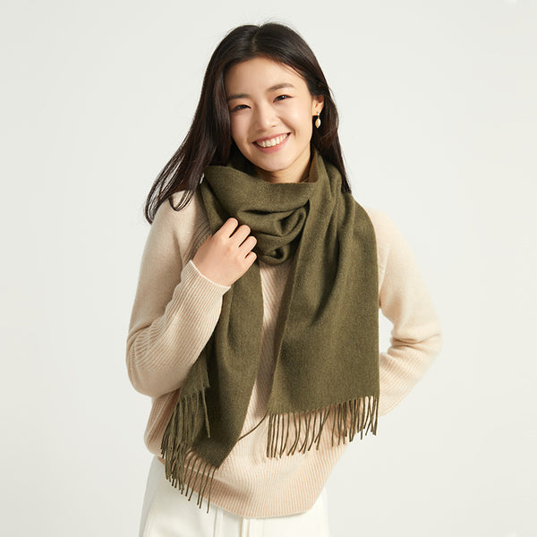 Discover the Serene Olive Yak Wool Scarf, crafted for ultimate softness and warmth. A timeless, elegant accessory perfect for winter style and comfort.

