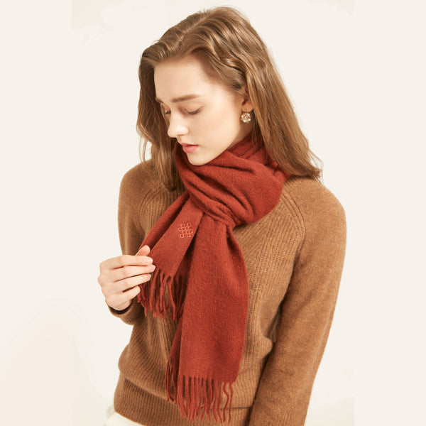 Discover the Serene Rust Yak Wool Scarf for a cozy, luxurious addition to your winter wardrobe. Soft, warm, and stylish – the perfect cold-weather accessory.

