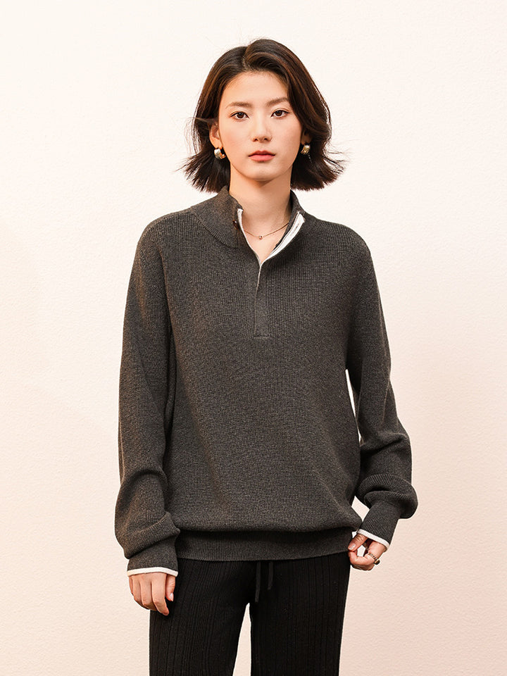 Elevate your style with the Shoton Double Layer Collar Pullover. Made from a soft cotton and yak blend, this lightweight sweater offers warmth, comfort, and effortless versatility for year-round wear.