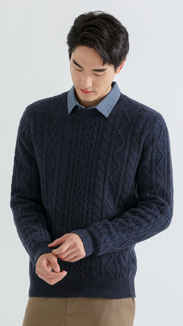 Indulge in the luxury of the Men's Shambala 100% Yak Eternity Cabled Sweater. Made with pure yak wool, this timeless piece features a classic cable-knit design inspired by Tibetan mountain rivers. Soft, warm, and perfect for winter.

