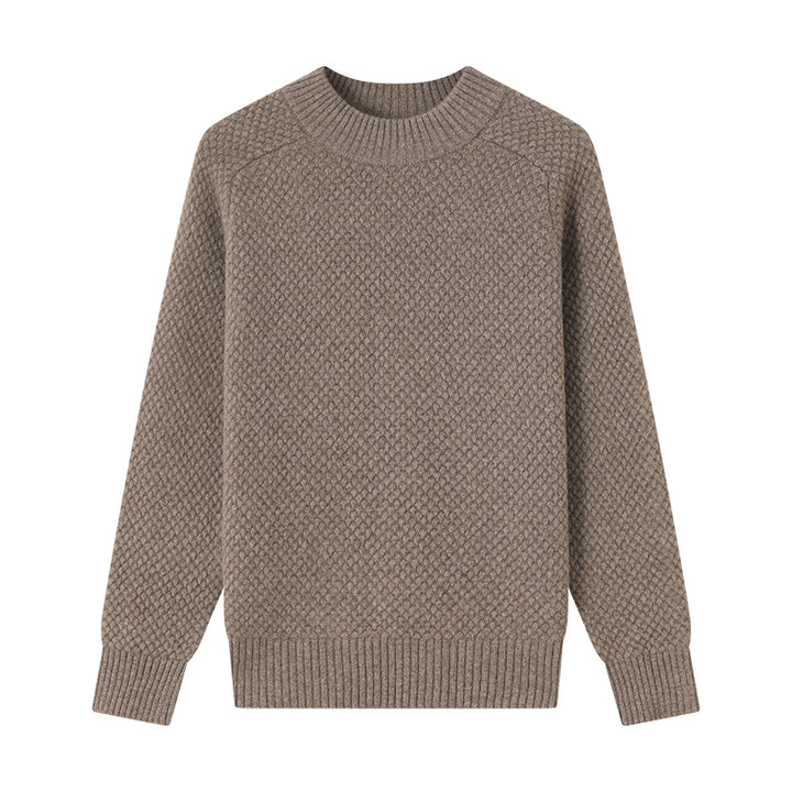 Discover luxury and warmth with the Shambala Half High Collar Spruce Seed Yak Wool Pullover. Made from 100% yak wool, this sweater offers a soft, cozy fit, perfect for cold weather styling.

