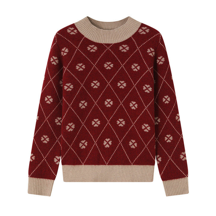 Stay stylish and warm with the Women's Shambala Half Turtleneck Jacquard Yak Wool Pullover. Crafted from 100% Yak wool, this luxurious and textured pullover offers comfort and sophistication for every occasion.

