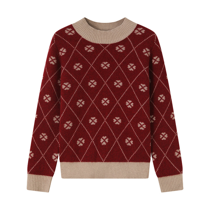 Stay stylish and warm with the Women's Shambala Half Turtleneck Jacquard Yak Wool Pullover. Crafted from 100% Yak wool, this luxurious and textured pullover offers comfort and sophistication for every occasion.

